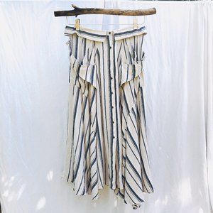 Free People Linen Striped mid skirt